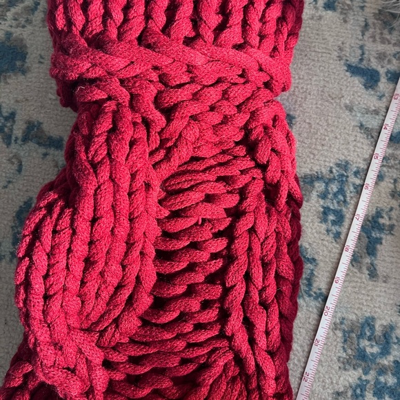 Pottery Barn Red Chunky Knit Christmas Stocking 20” Holiday Decor - Picture 3 of 3